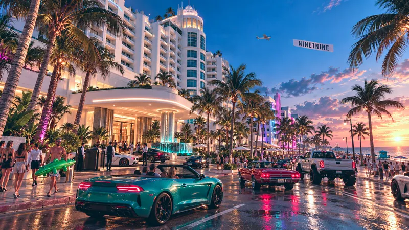 Loews Miami Beach Hotel rebuilt in GTA VI style: Loews Miami Beach Hotel, rebuilt as a Vice City scene