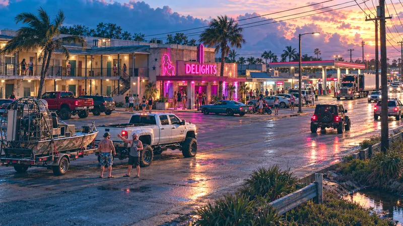 Port Gellhorn rebuilt in GTA VI style: Port Gellhorn, rebuilt as a Vice City scene
