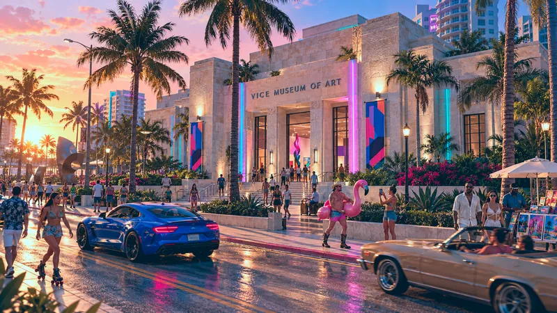 Vice Museum of Art rebuilt in GTA VI style: Vice Museum of Art, rebuilt as a Vice City scene
