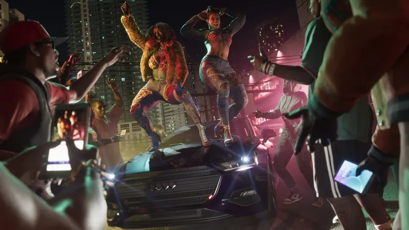 Real Dimez dancing on a car roof at a night street party.