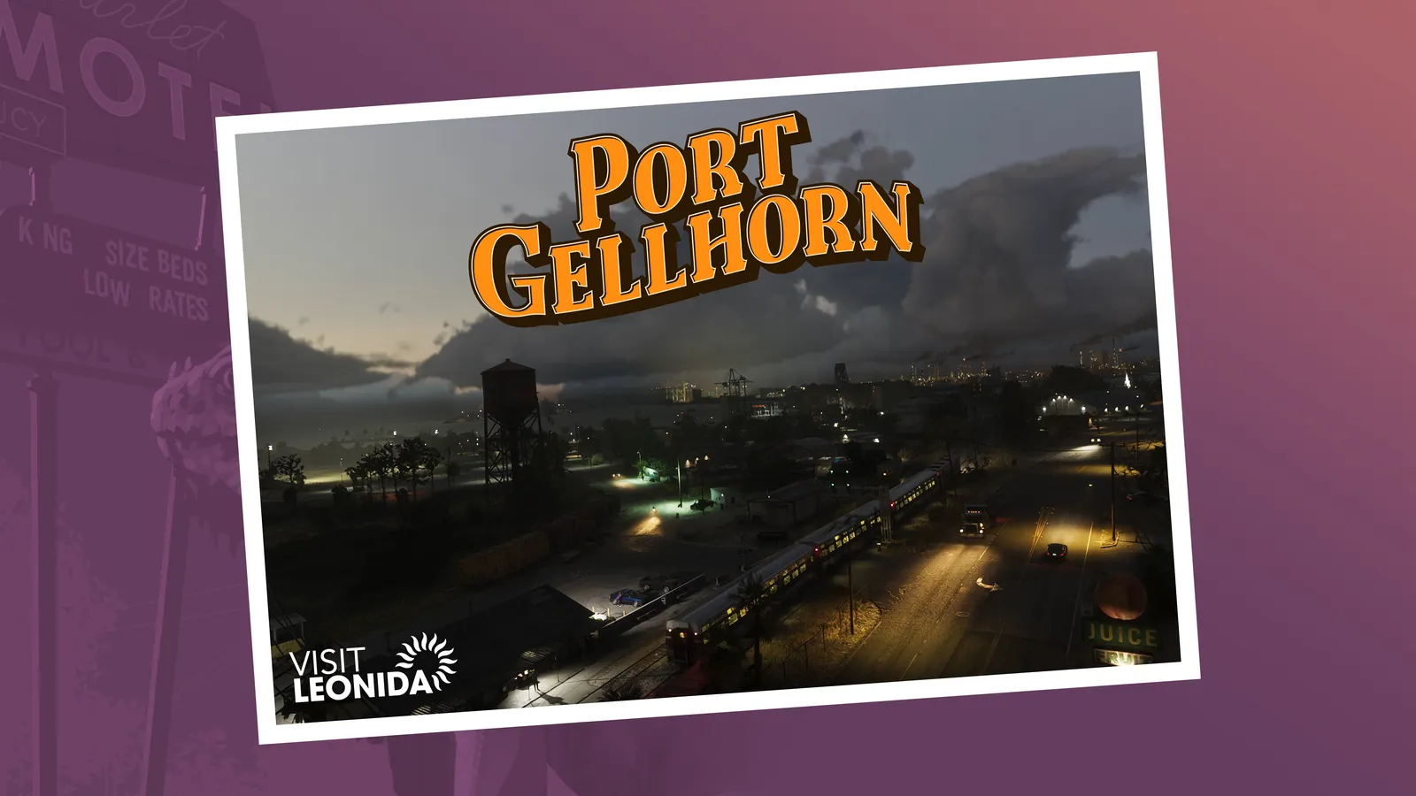 Official GTA VI 'Visit Leonida' postcard for Port Gellhorn