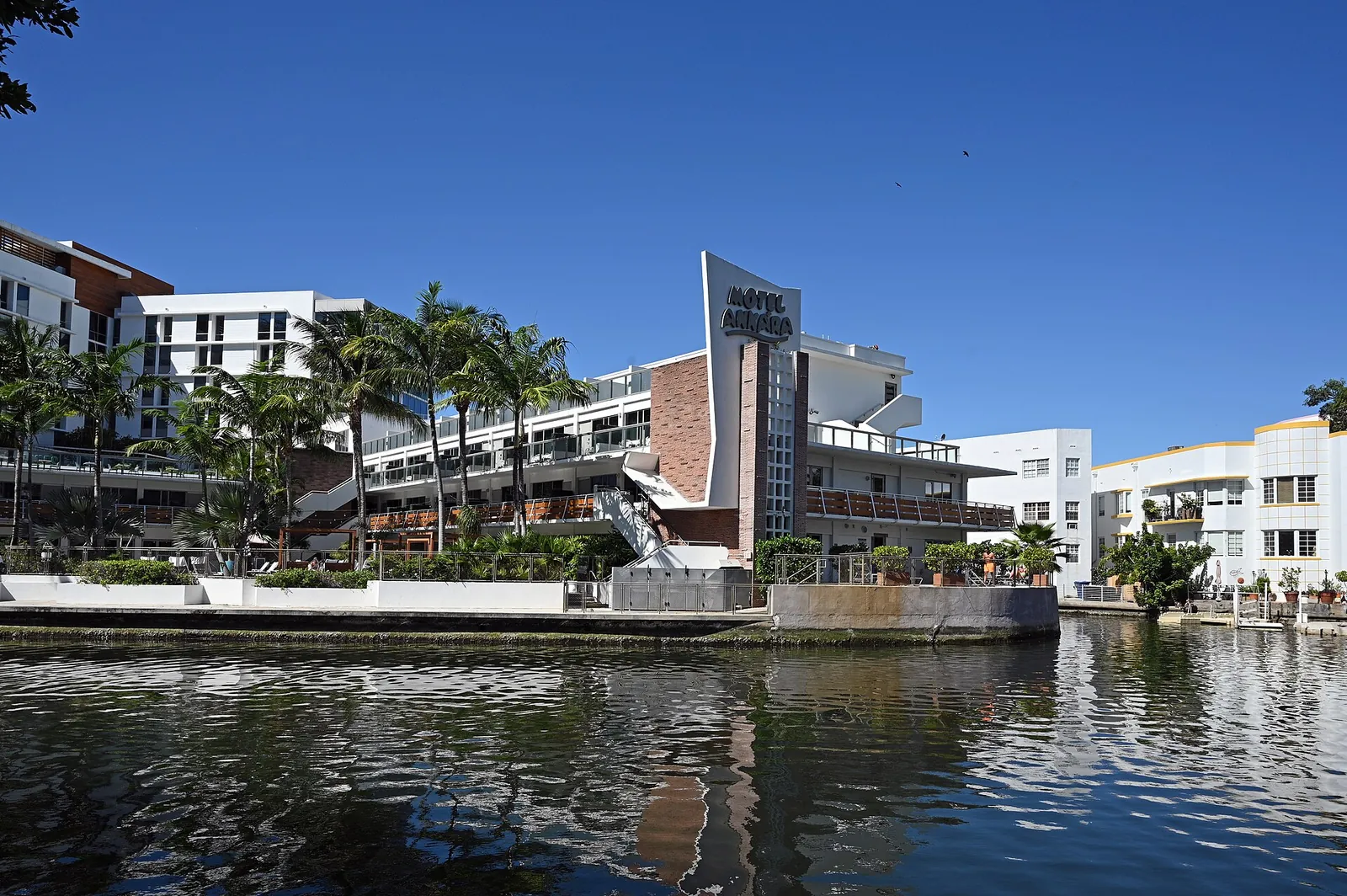 The Gates Hotel South Beach, real-world photo: The former Motel Ankara wing, now part of The Gates Hotel South Beach, on Lake Pancoast, 2025
